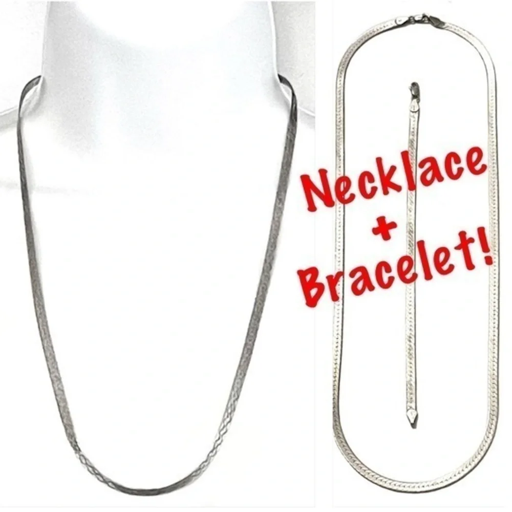 REVERSIBLE! 5MM Sterling Silver Italian Necklace & Bracelet Set! By Milor!